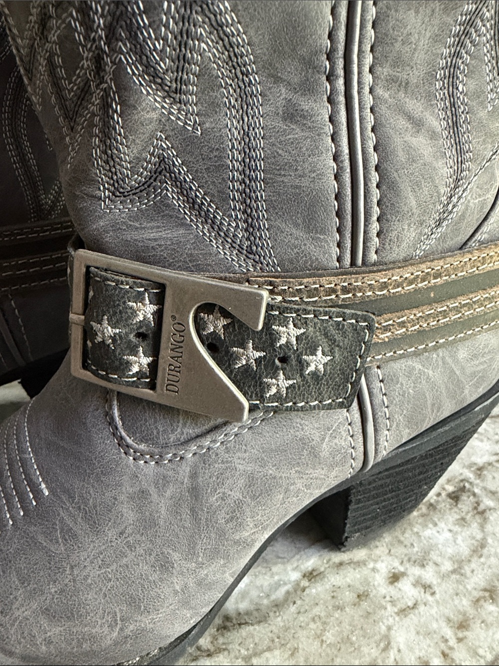 Durango Gray Western Harness Boots with Star Strap - Picture 2 of 9
